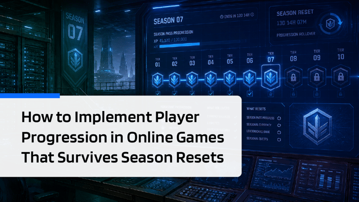 Season pass UI showing tier progress and a breakdown of what persists across resets versus what clears at season end