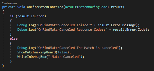 Callback to Cancel Matchmaking on Your Game
