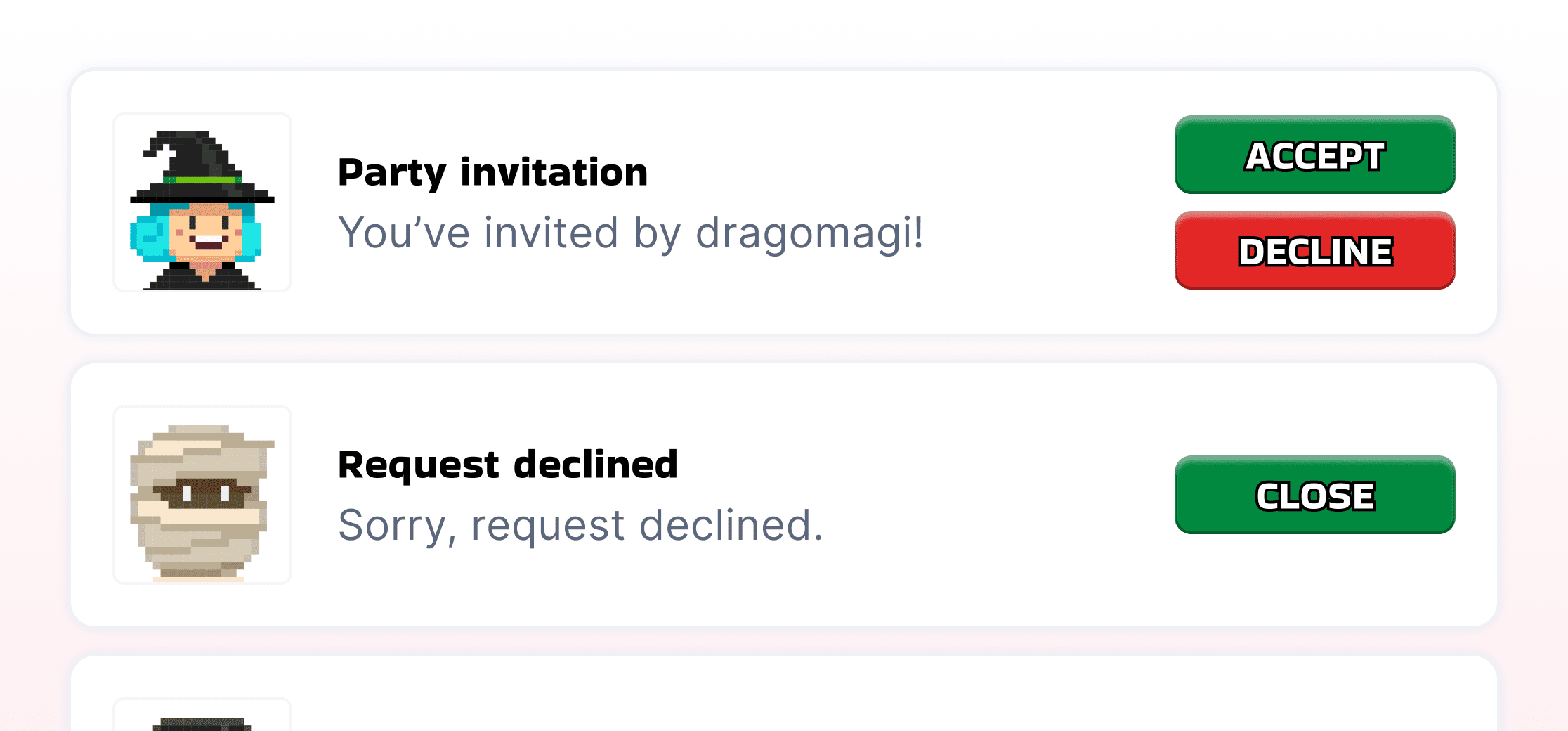 Party invites & join requests
