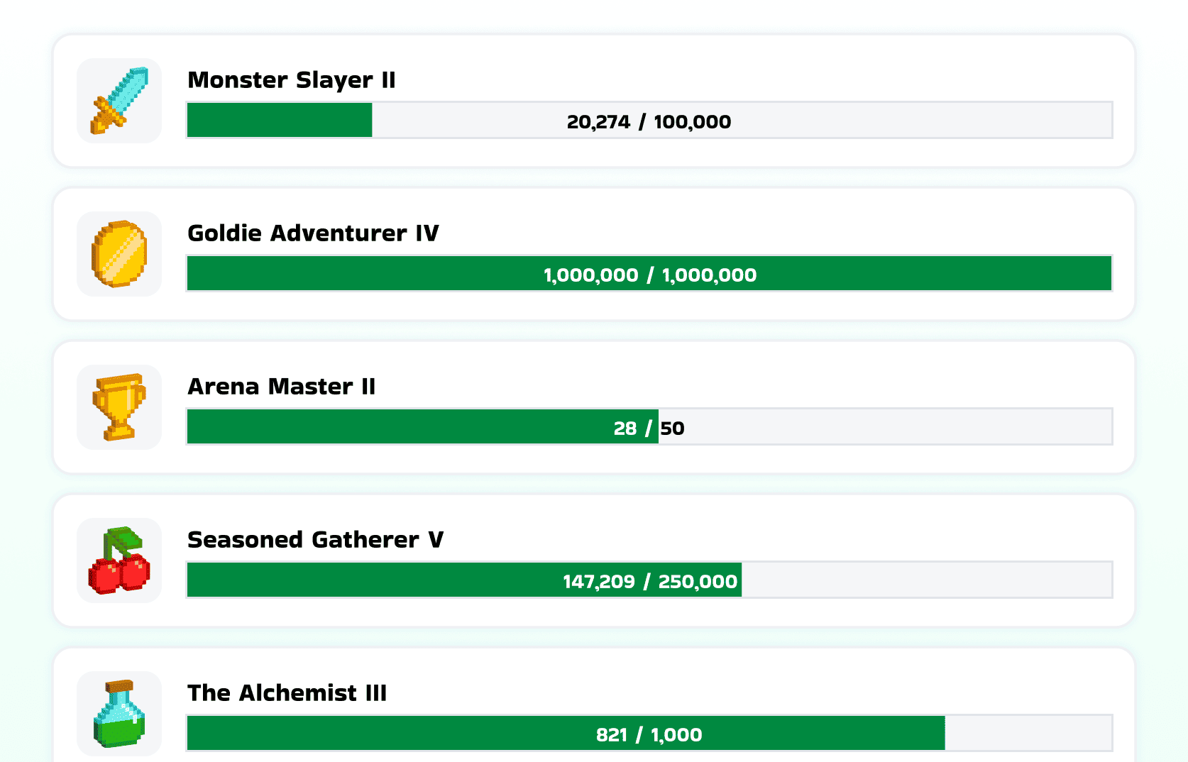 One shot achievements